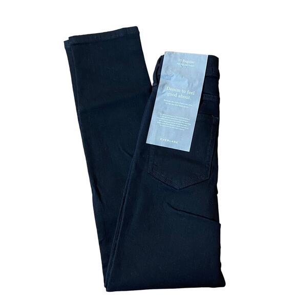 NWT Everlane High Rise Slim Straight Button Fly Cigarette Jeans in Black 23 - Picture 3 of 4
